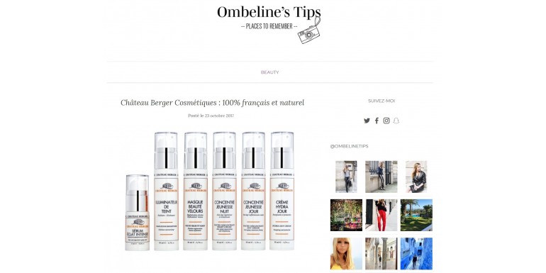 Ombeline's tips - Château Berger Cosmetiques: 100% French and natural