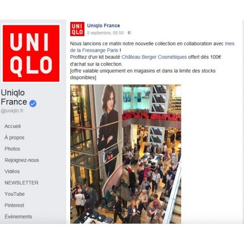  Uniqlo, the Japanese giant has chosen a young French brand Château Berger Cosmetics for a partnership 